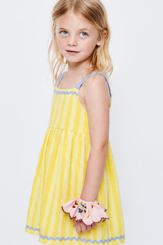 PRINTED DRESS WITH CONTRAST RUCHING - Lemon by Zara - Image 0