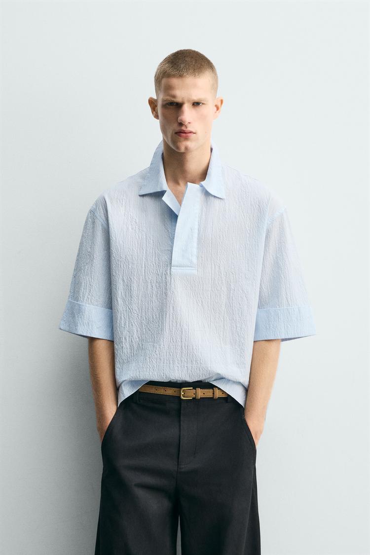 ZARA TEXTURED BOXY FIT POLO SHIRT