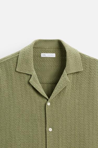 GEOMETRIC JACQUARD SHIRT - Moss green by Zara - Image 7