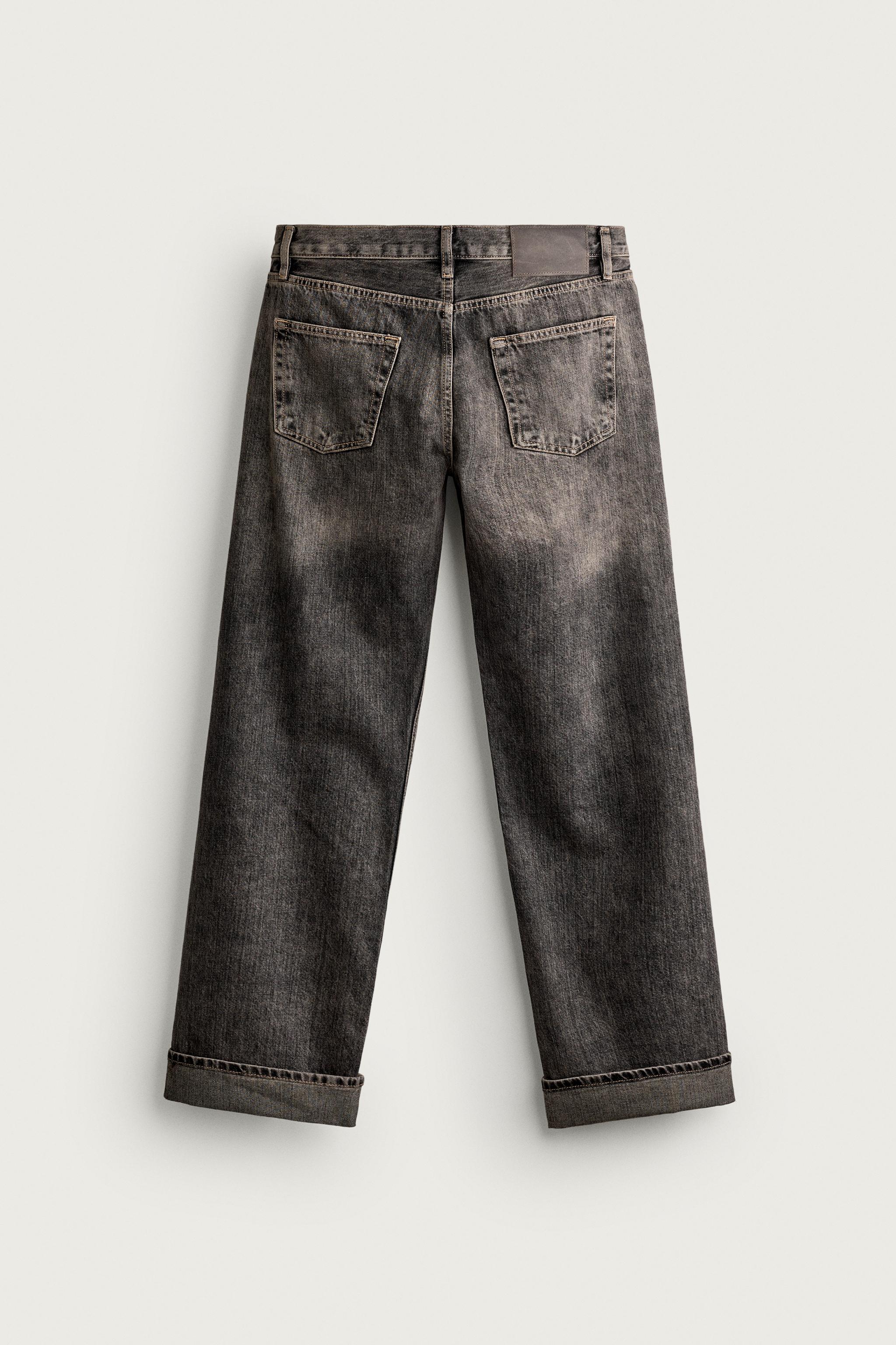 CONTRAST CUFF STRAIGHT JEANS