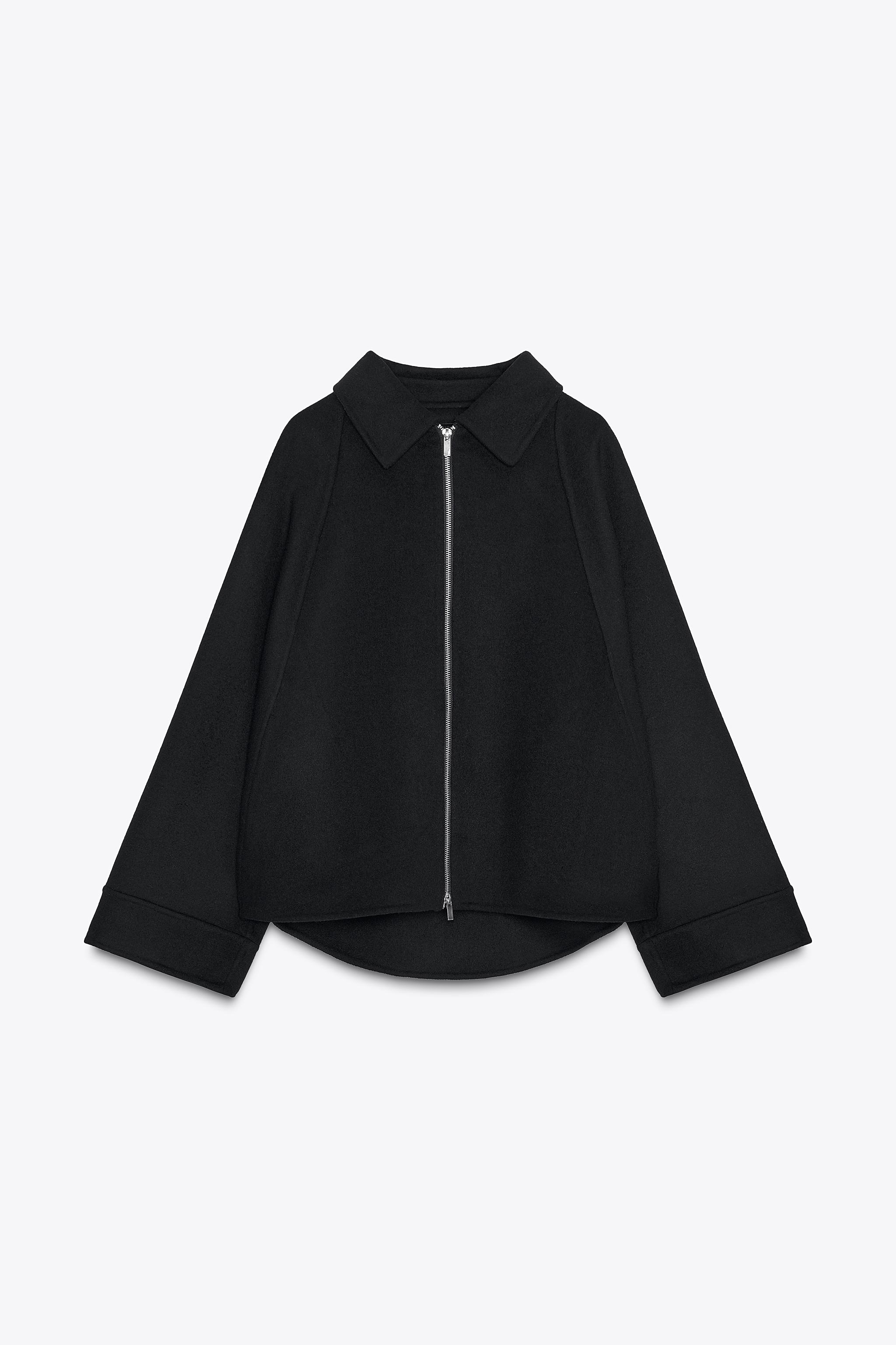 ZARA ブラック フリース風ジャケット 最高ファッション - ZARA ブラック フリース風ジャケット