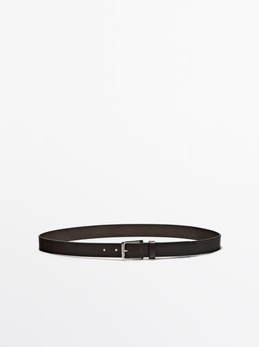 Zara Leather belt with rectangular buckle - Brown
