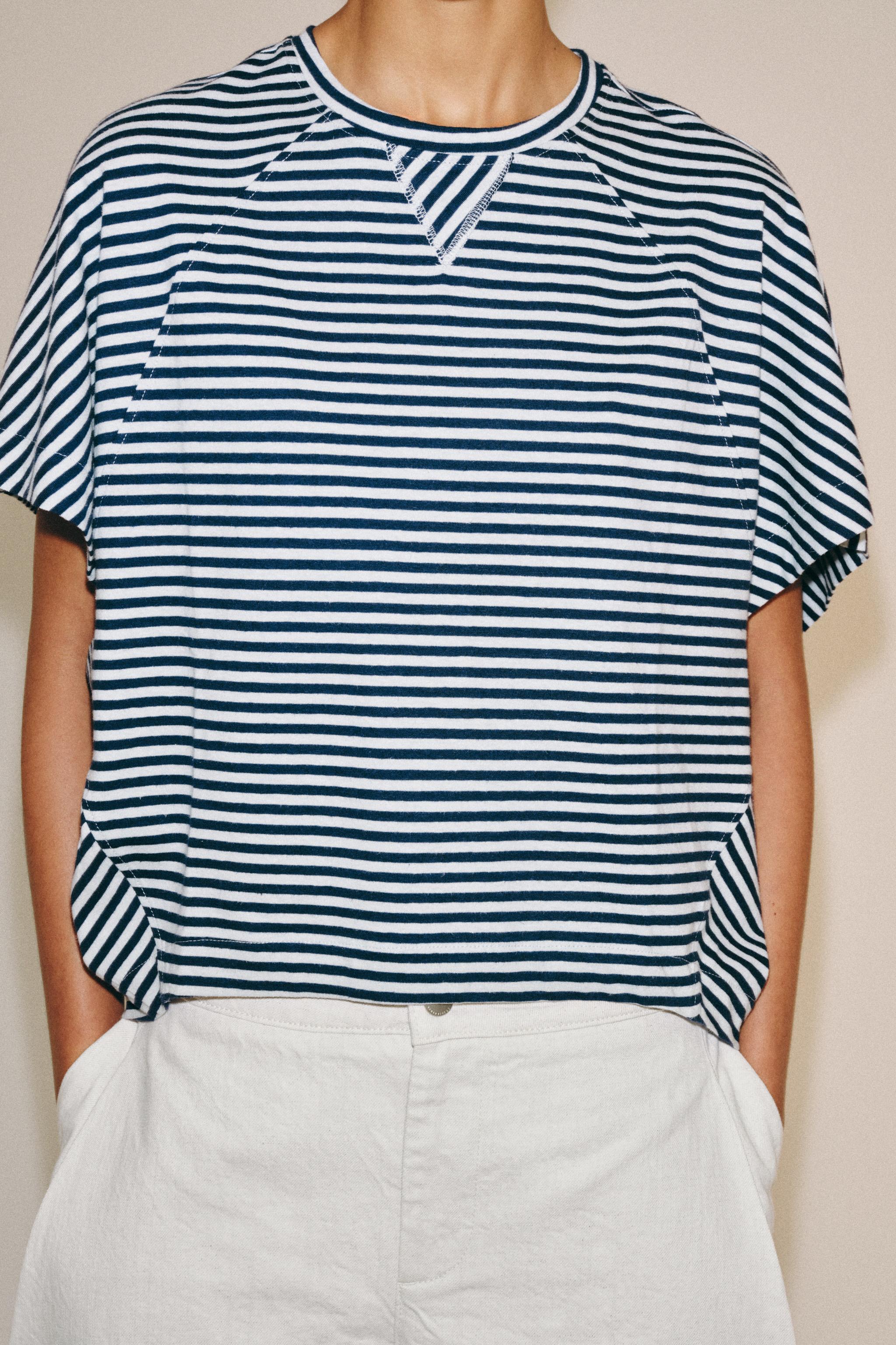 Женские футболки Zara STRIPED OVERSIZED T-SHIRT — фото 5