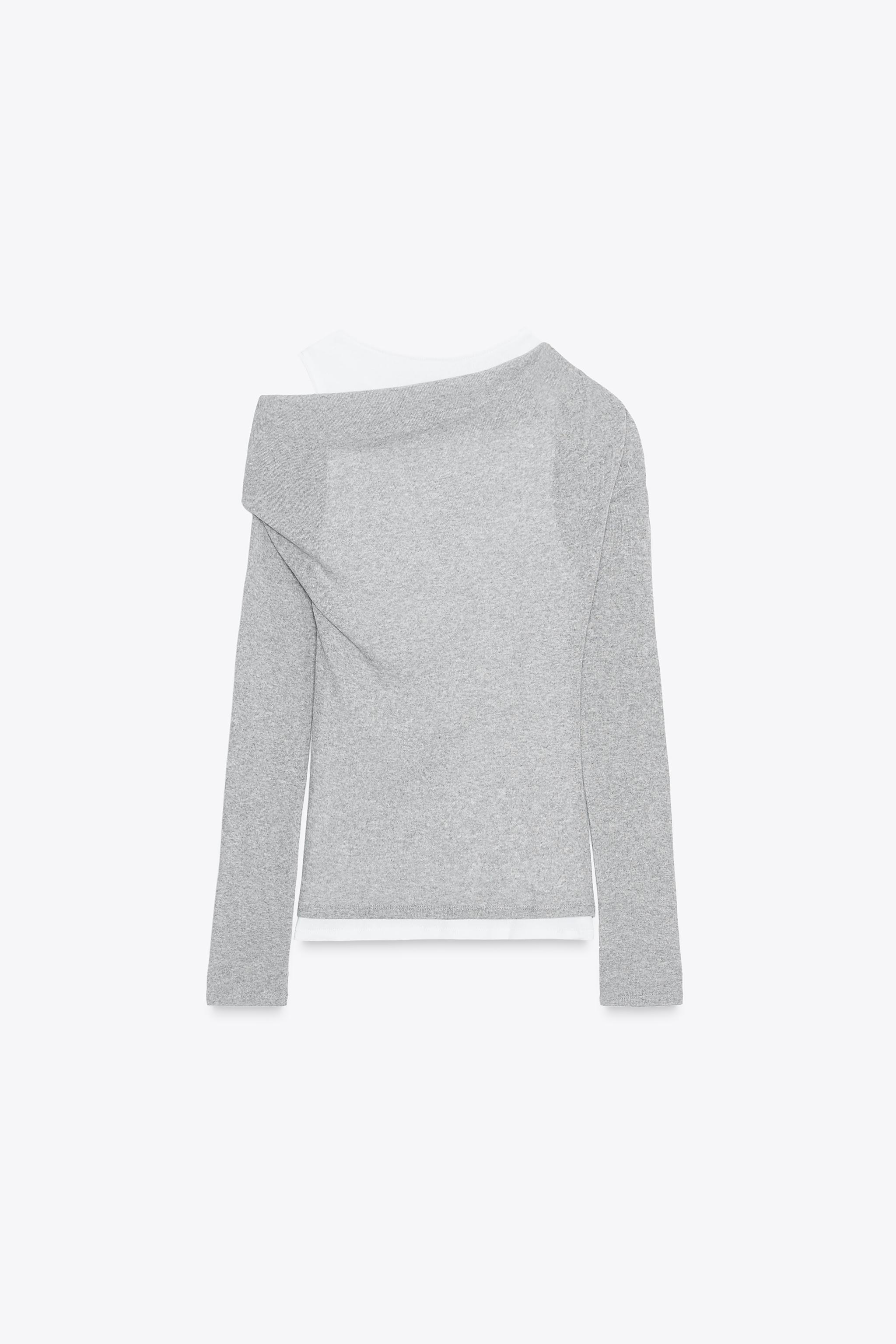 ダブルレイヤー風アシンメトリーTシャツ - サンド/マール | ZARA Japan