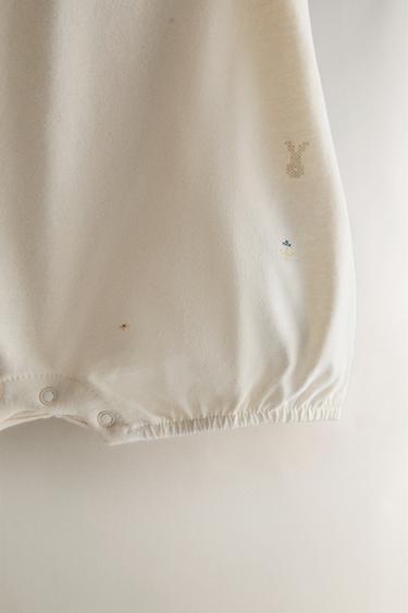 CHILDREN'S RABBIT AND FLORAL ROMPER - Oyster-white by Zara - Image 3