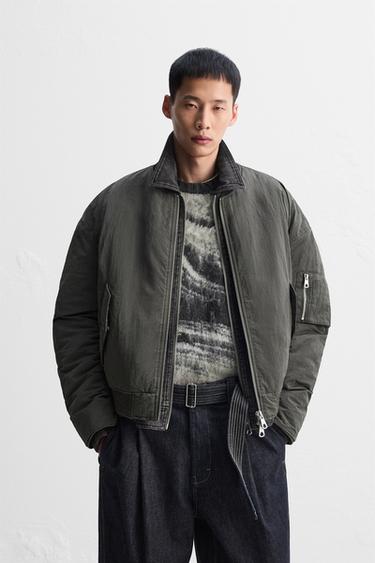 COMBINED DENIM BOMBER JACKET - Anthracite Grey by Zara
