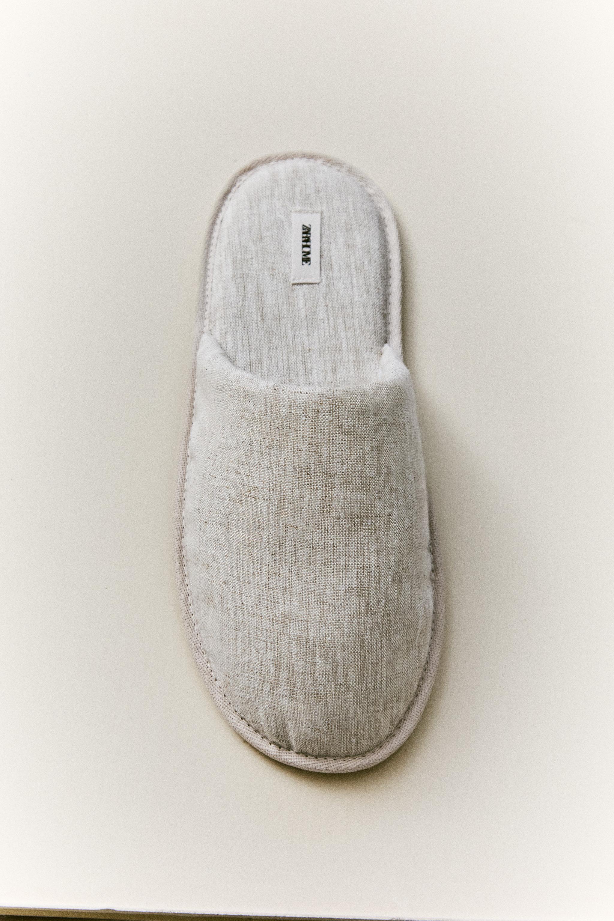 LINEN MULE SLIPPERS