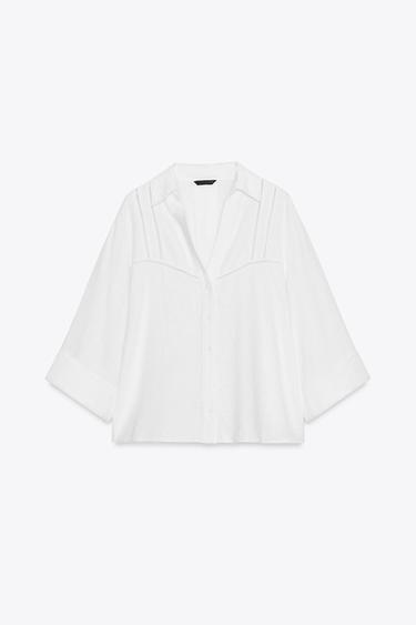 CHEMISE MANCHES LARGES ENTRE-DEUX - Blanc de Zara - Image 5