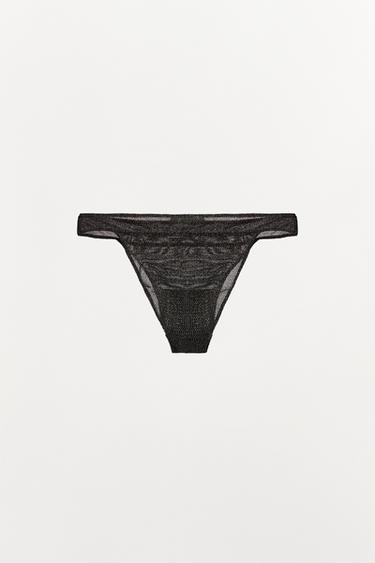 CULOTTE RÉSILLE FIL MÉTALLISÉ - Noir de Zara - Image 5