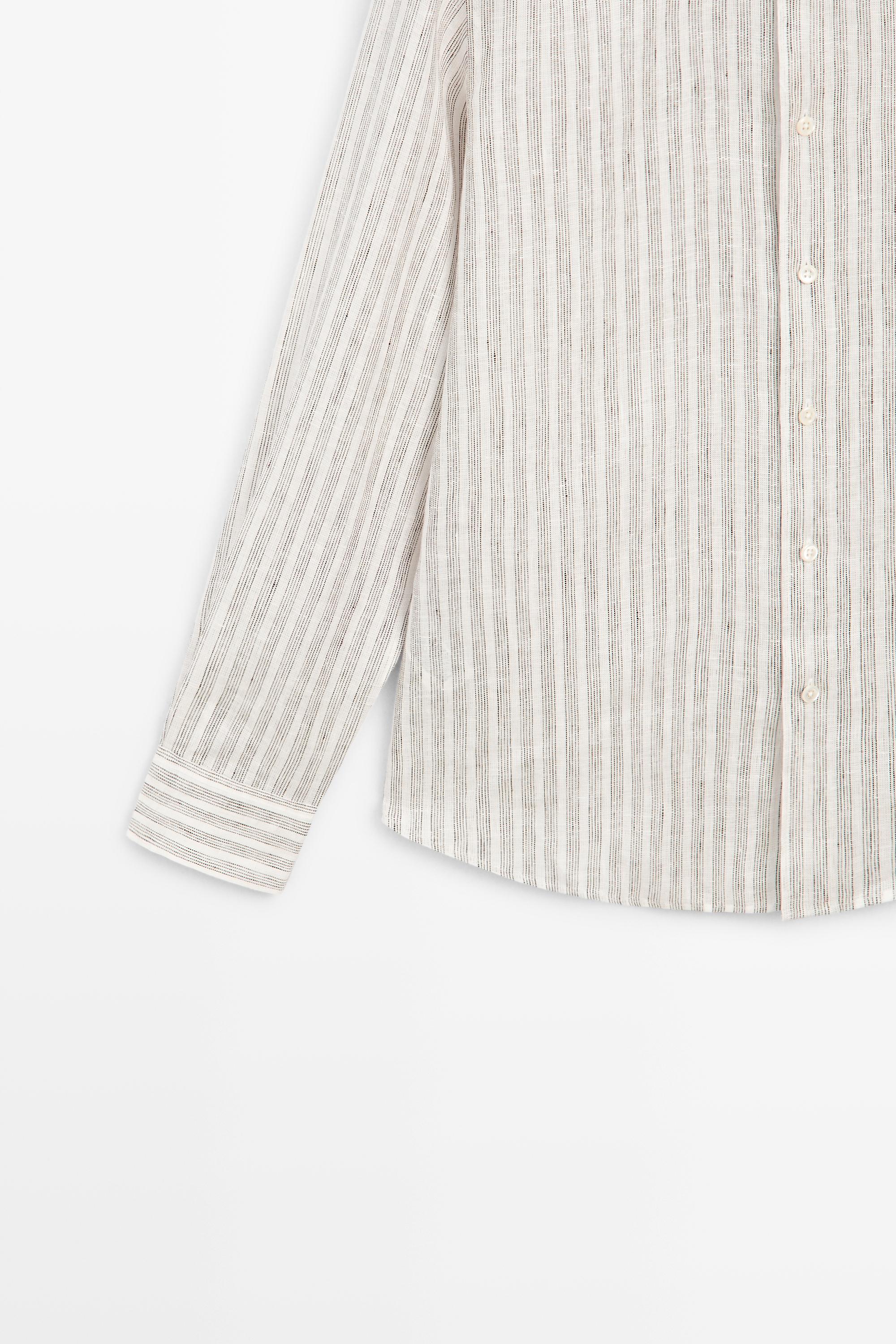 Chemise à rayures 100 % lin regular fit