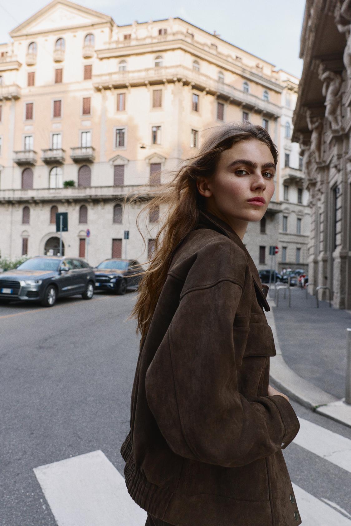 OVERSIZED FAUX SUEDE BOMBER JACKET