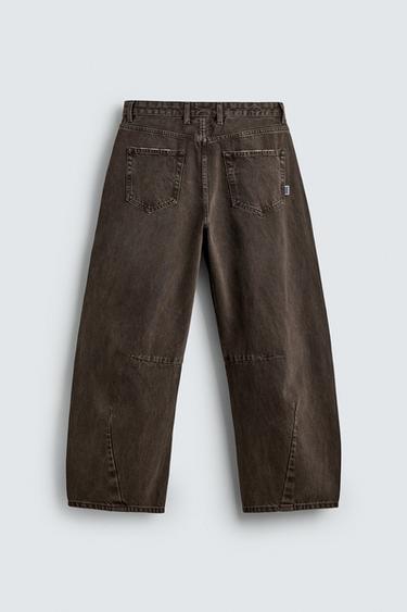 PANTALON BARREL FIT DÉLAVÉ - Marron de Zara - Image 7