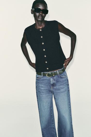100% WOOL WAISTCOAT - Navy blue by Zara