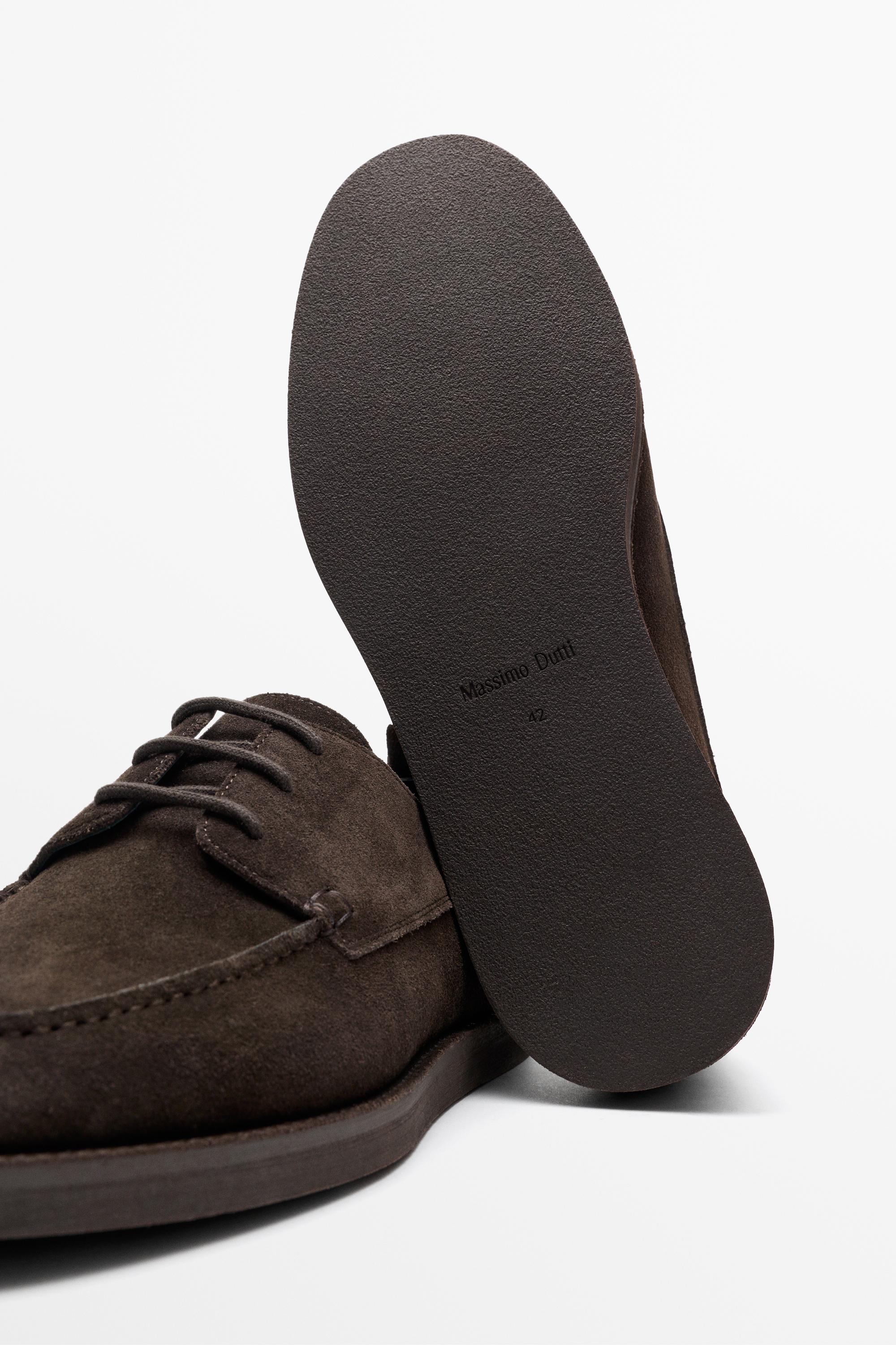 Split suede leather stitched shoe - Brown | ZARA United States Split suede leather stitched shoe - Brown | ZARA United States