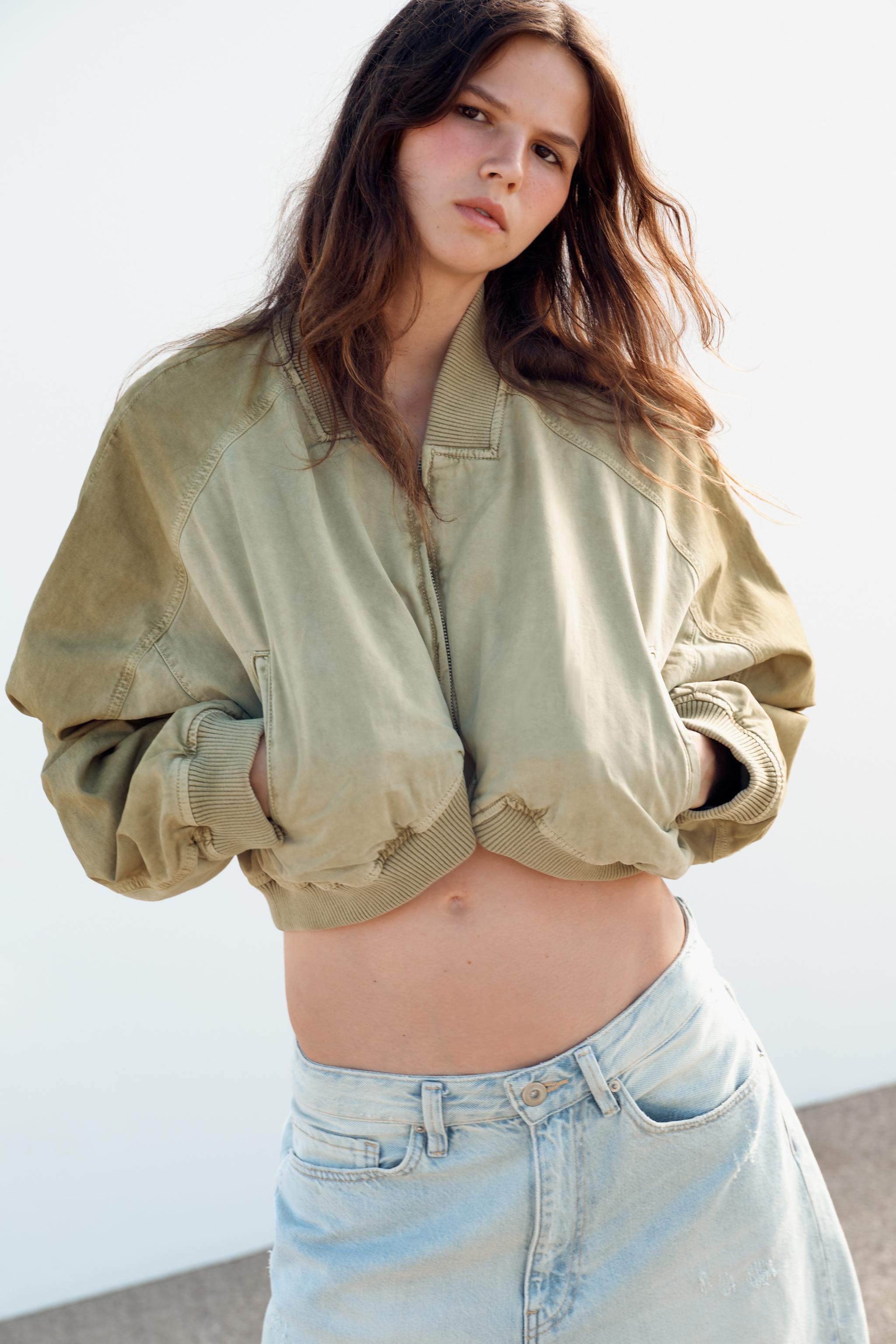 ZARAボンバージャケット カーキ 春アウター 新品タグ付き ザラ ZARA ボンバージャケット 上着・アウター・ジャンパー Mサイズ 緑