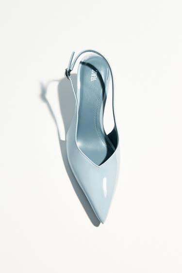 PATENT-EFFECT SLINGBACK SHOES - Blue by Zara