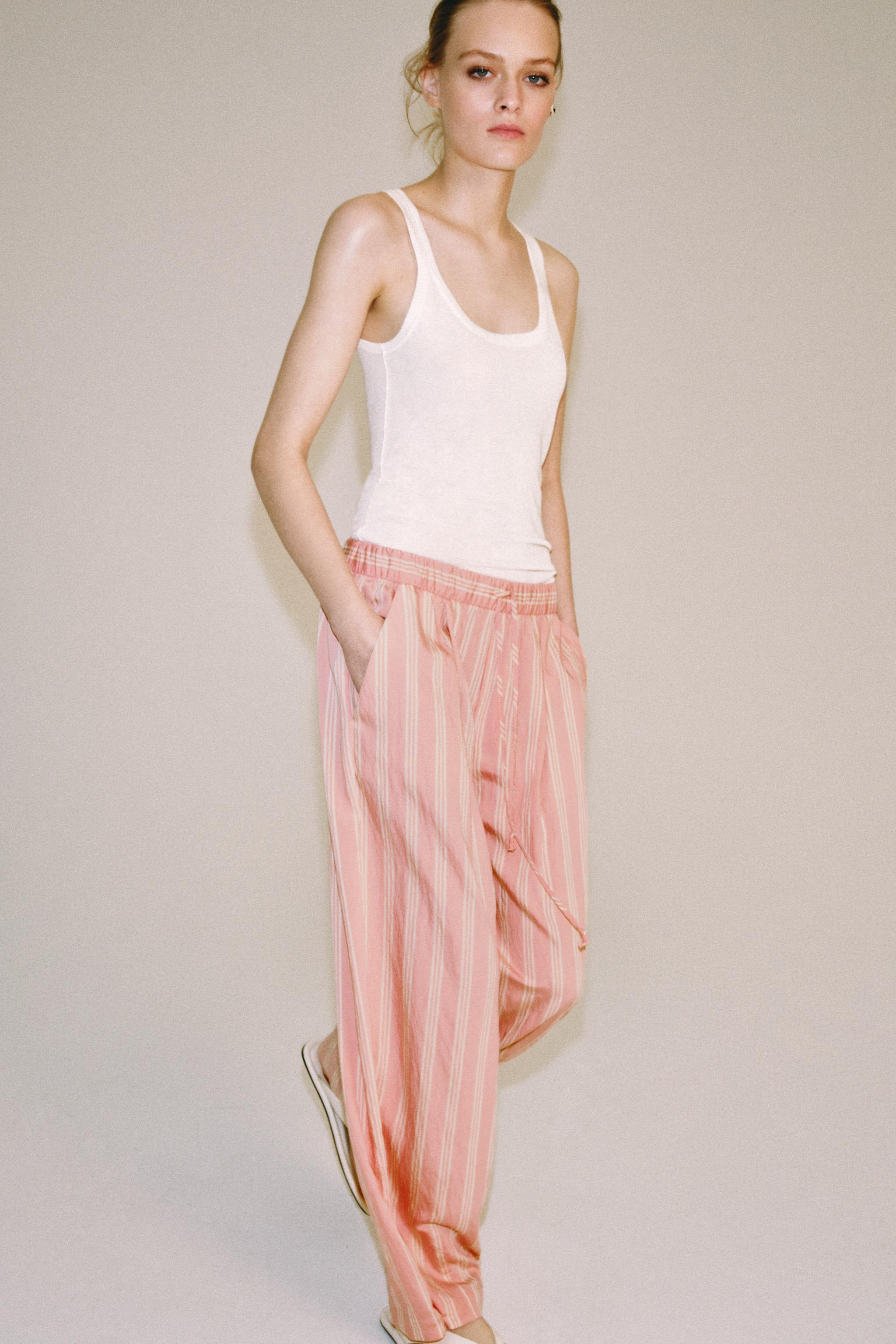 Женские брюки Zara ZW COLLECTION STRIPED BALLOON PANTS — фото 8