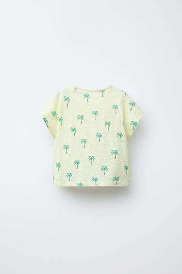 T-SHIRT IMPRIMÉ PALMIERS - Jaune clair de Zara - Image 1