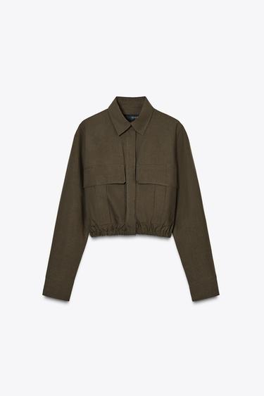 CHEMISE COURTE AVEC POCHES COLLECTION ZW - Kaki de Zara - Image 5