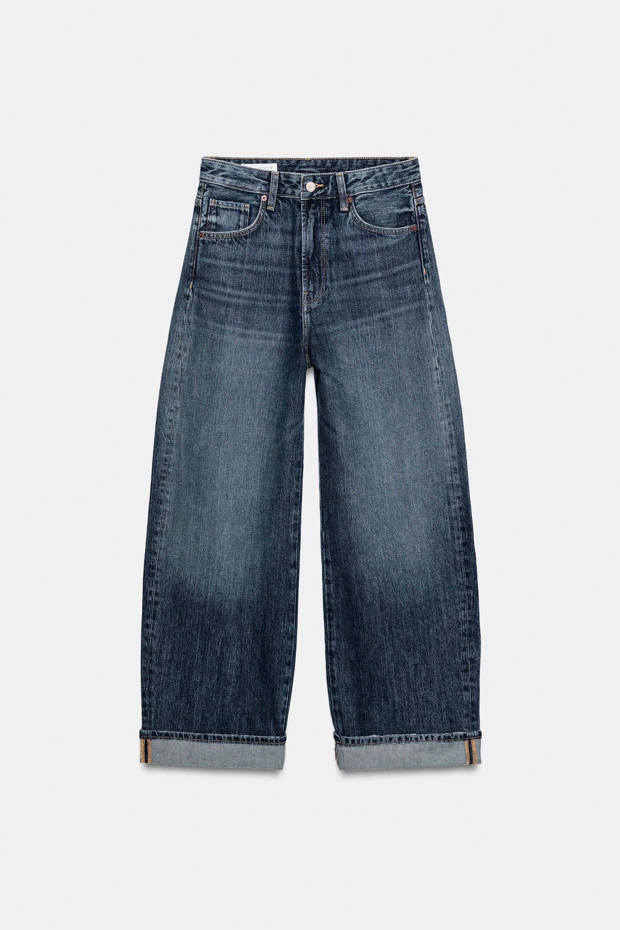 Zara Trf Orta Bel Baggy Folded Jean görsel 8