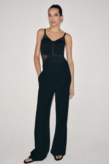 КОМБИНИРАНО БОДИ С ПРЕЗРАМКИ - Черен от Zara