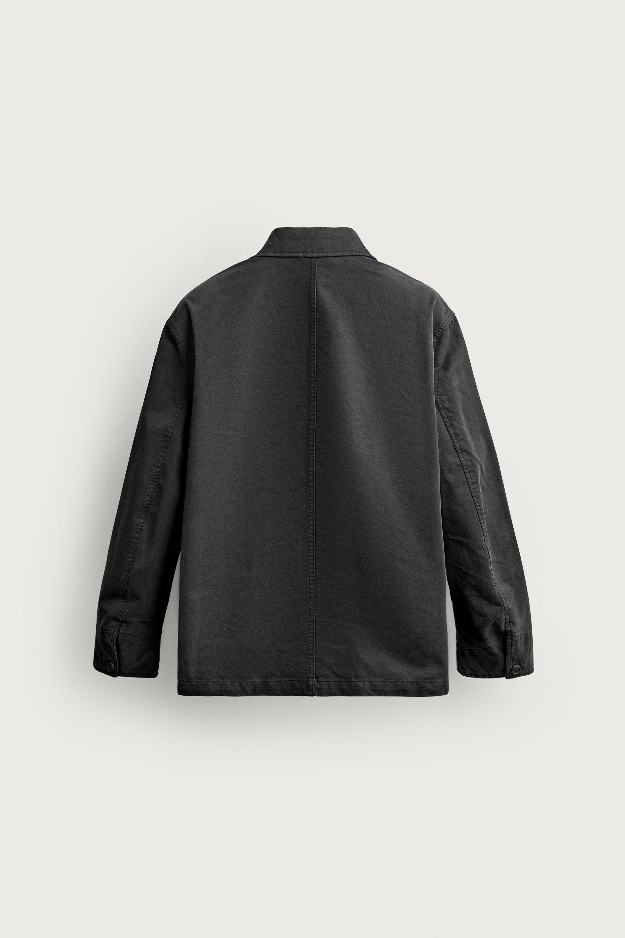 REGULAR FIT POCKET OVERSHIRT — Anthracite grey