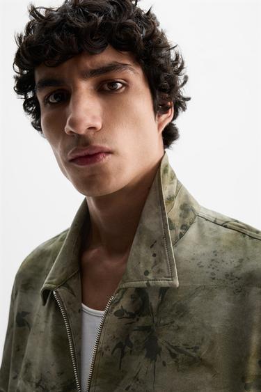 ABSTRACT PRINT BOMBER JACKET - Green by Zara