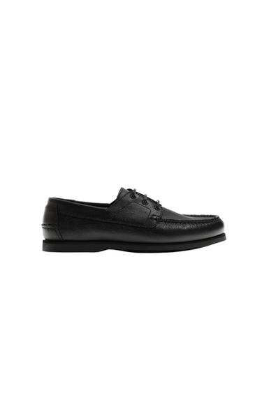 LEATHER DECK SHOES - Black by Zara