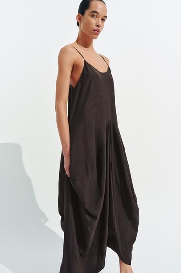 ROBE DRAPÉE VOLUME ZW COLLECTION - Marron de Zara