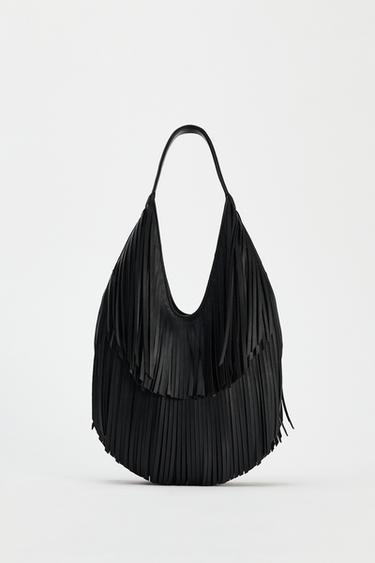 FRINGED TOTE BAG - Black by Zara