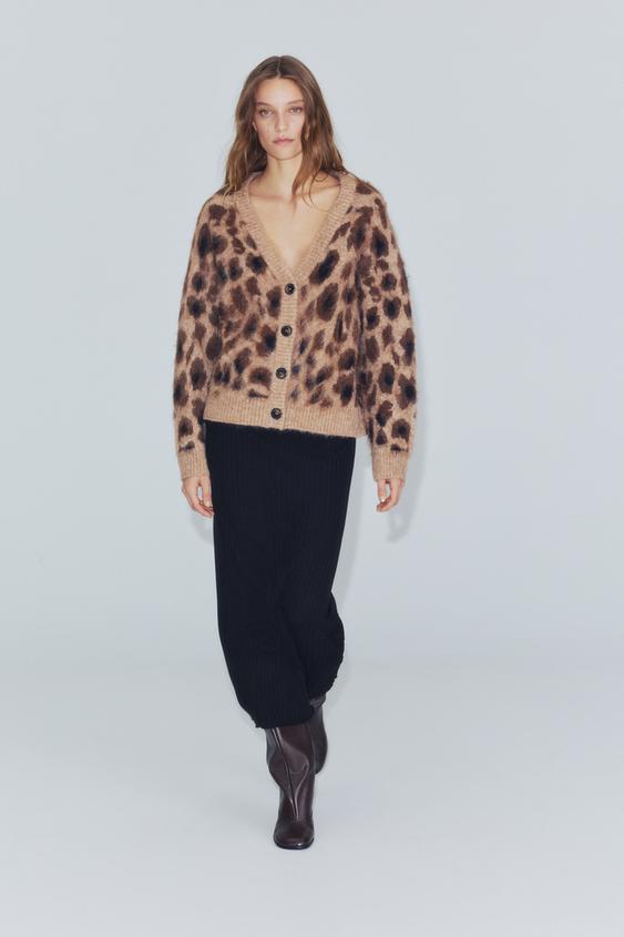 ANIMAL JACQUARD CARDIGAN - Leopard by Zara - Image 0