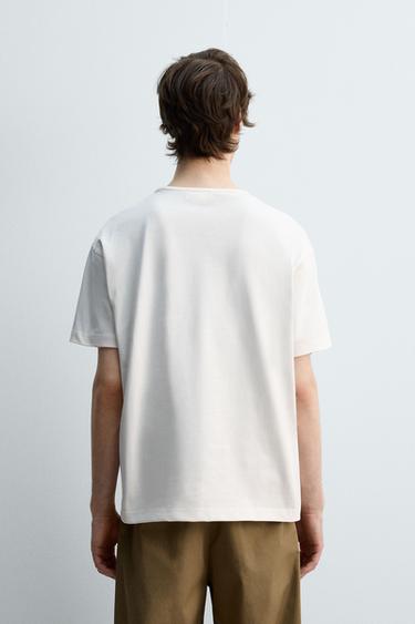 T-SHIRT HEAVYWEIGHT RIBETE - Blanc cassé de Zara - Image 2