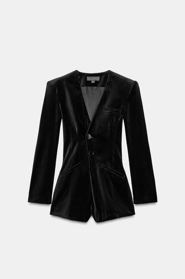COMBINAISON-SHORT VESTE EN VELOURS - Noir de Zara - Image 4