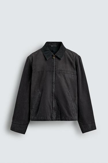 Zara WASHED PUFFER JACKET - Faded black