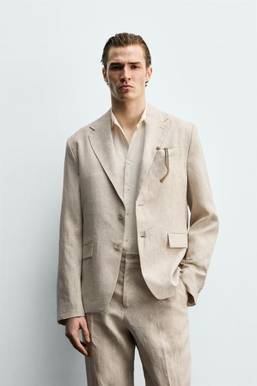 100% LINEN SUIT BLAZER - Light beige by Zara