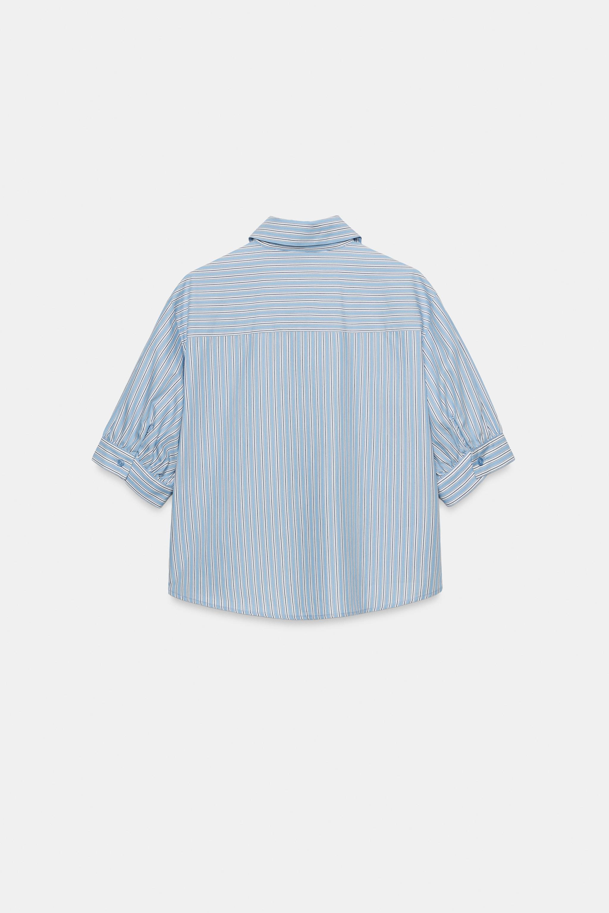 Женские рубашки Zara SEQUIN STRIPED SHIRT — фото 5