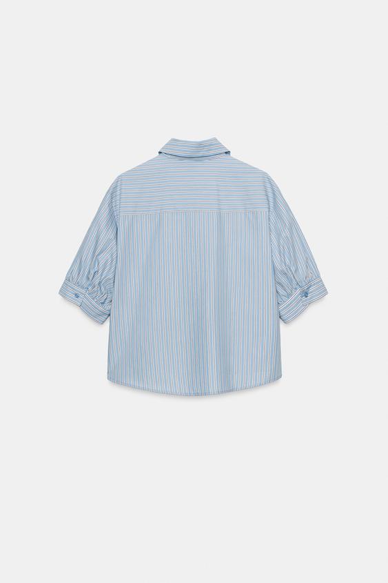 SEQUINNED STRIPED SHIRT - Blue/White by Zara - Image 4