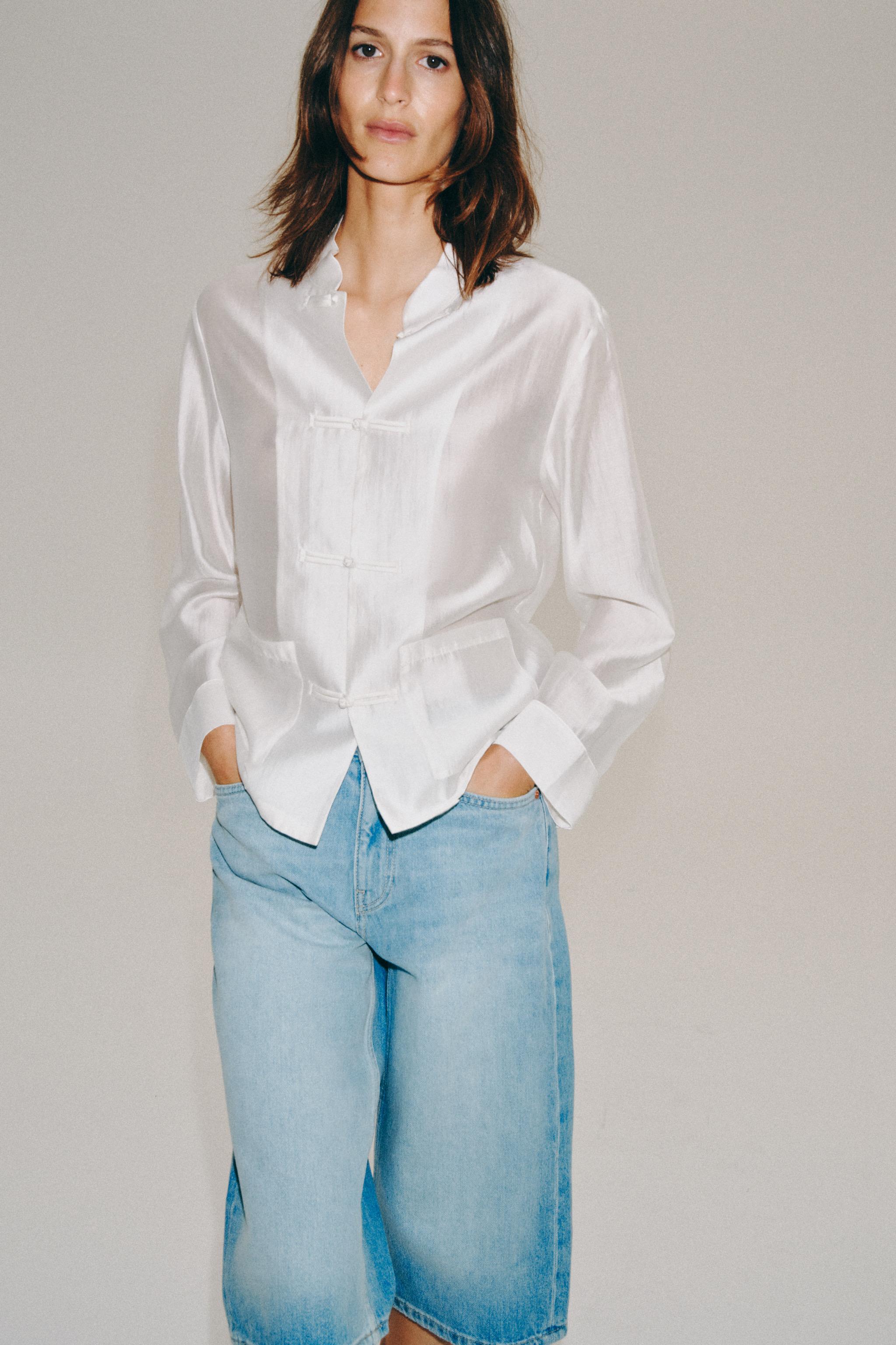ZW COLLECTION MID-RISE DENIM SHORTS — Light blue