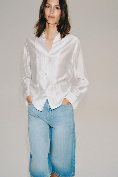 BERMUDA EN JEAN TAILLE MOYENNE ZW COLLECTION - Bleu clair de Zara