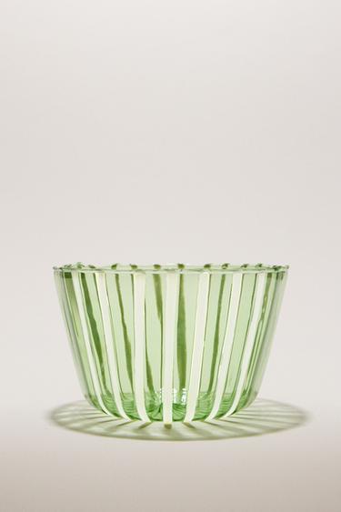 STRIPED BOROSILICATE BOWL - Green by Zara