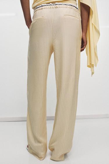 ZW COLLECTION JACQUARD PYJAMA-STYLE TROUSERS - Ecru by Zara - Image 2