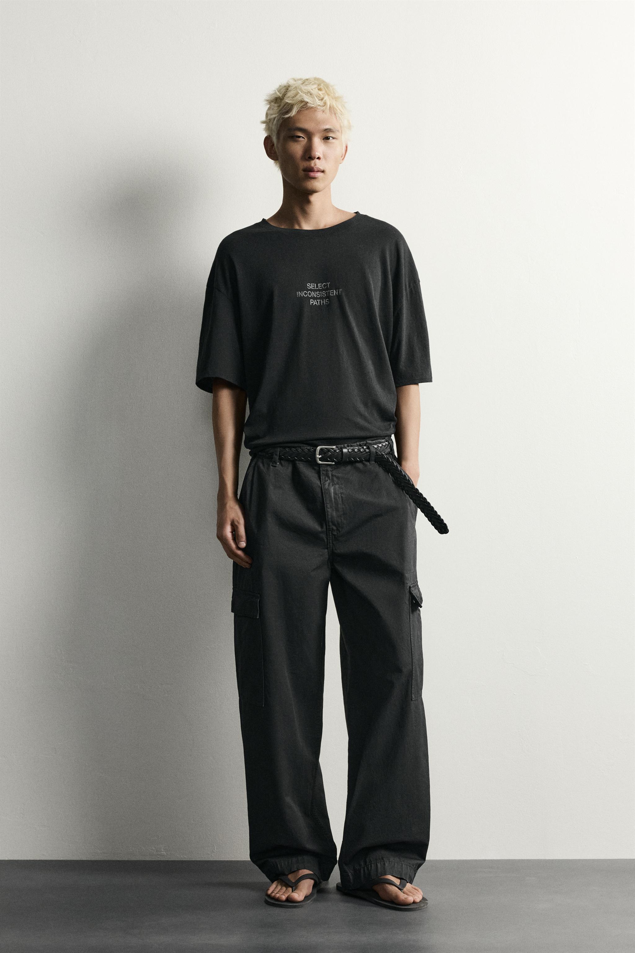 Мужские футболки Zara RELAXED FIT WASHED TEXT T-SHIRT