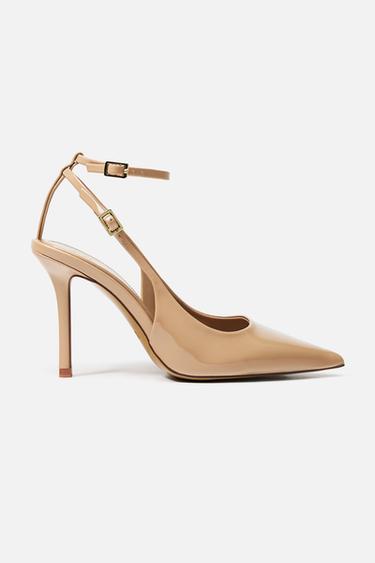 PATENT EFFECT SLINGBACK HIGH HEELS - Beige by Zara