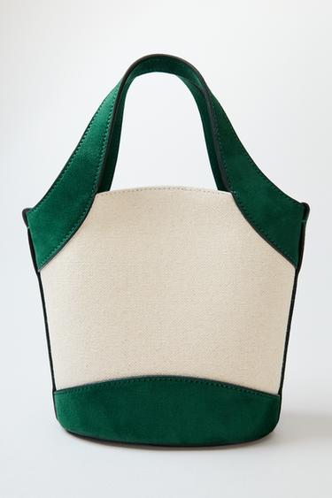 COMBINED CANVAS CROSSBODY BAG - Green by Zara