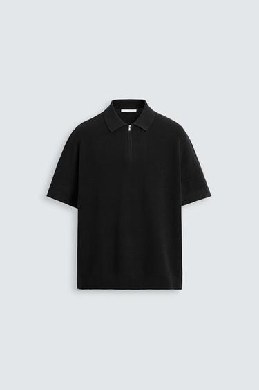 POLO PUNTO PERLADO CREMALLERA - Negro de Zara
