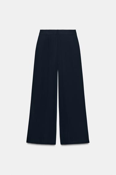 PANTALON PALAZZO BOUTON DORÉ - Bleu marine de Zara - Image 5