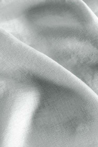 WASHED LINEN FITTED SHEET | 30 CM HIGH (140 GXM²) - Grey / Blue by Zara - Image 3