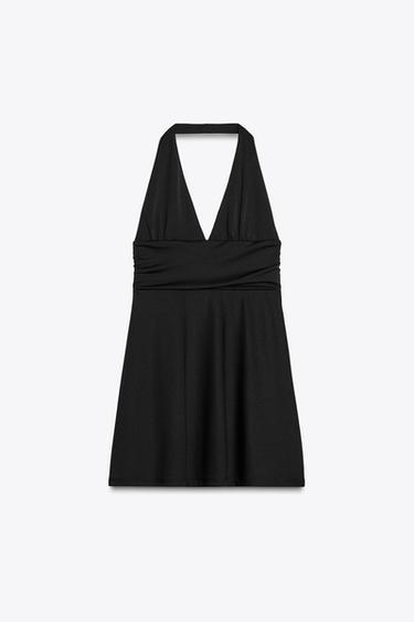 КОРОТКОЕ ПЛАТЬЕ С ГОРЛОВИНОЙ ХАЛТЕР — ЧЕРНЫЙ от Zara