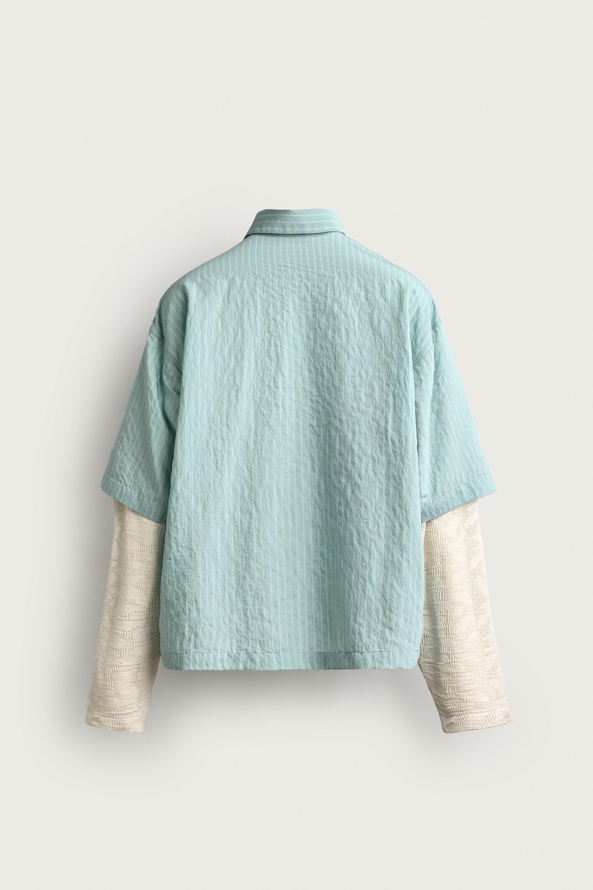 Zara KONTRAST KATMANLI RELAXED FIT GÖMLEK görsel 7