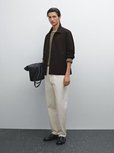 Sobrecamisa sarga mezcla algodón - Grises de Zara - Imagen 0